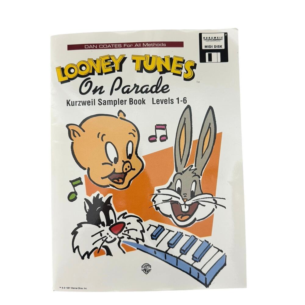 Vintage Kurzweil Warner Bros. Looney Tunes DJ Samples MIDI Keyboard Lessons book